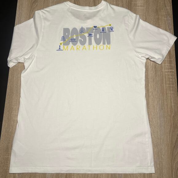 Adidas Boston Marathon 2023 Mens T Shirt Size L White Map Short Sleeve - Picture 2 of 5